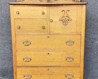 Fancy Antique Tall Chest Fancy Brass Hardware
