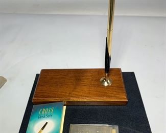 Vintage Cross Desk Pen Set In Original Box - With Name Plate - In Good Condition
