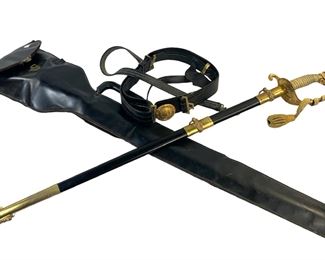 Vintage WWII US Navy Officers Sword With Matching Hilborn Hamburger Inc. Sword Belt & Sheath
