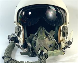 Vintage Late 70s Sierra Engineering Co. APH-6C Dual Visor Flight Helmet With Oxygen Mask
