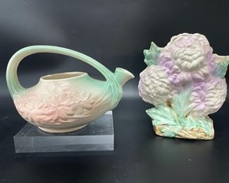 Vintage 1940's MCCOY Pottery Green & Pink Daisy Pattern Teapot
