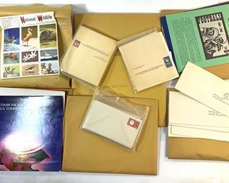Plethora of Unused US Envelopes, Postcards, Cancelled Commemorative Stamps, Airmail Envelopes, Internationally Shipped Envelopes, and More Postal Goodness
