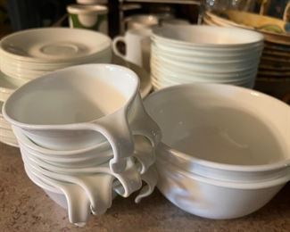 White Corelle dishes