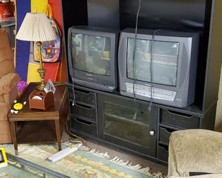 TVs with built-in VCRs, one with built-in DVD player as well.