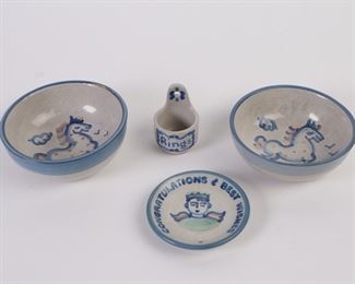 Lot 2101 Mixed M.A Hadley Pottery Lot  Bowls  Ring Holder  Trinket Dish