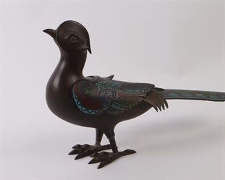Lot 2119 Brass or Bronze Peacock Bird Figure w Hidden Compartment
