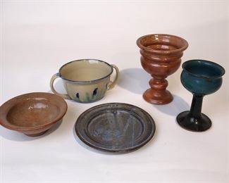 Lot 2133 Mixed Pottery Lot  Soup Mug  Plate  Goblet