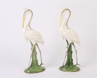 Lot 2139 Set of 2 Vtg Heron Bird Figurines  Ball Art Ware
