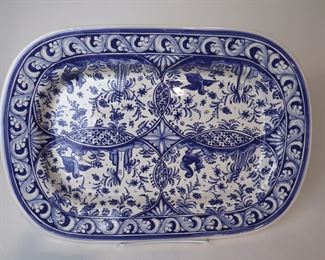 Lot 2142 Large Blue  White Platter  Handpainted Portugal