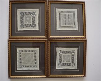Lot 2190 Set of 4 Framed Lace Wall Art