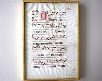 Lot 2256 Antique Double Sided Latin Sheet Music Framed Wall Art