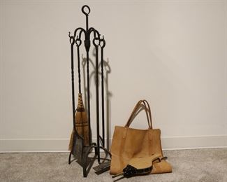 Lot 2300 Handcrafted Wrought Iron Fireplace Tool Set  Berea College