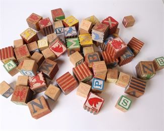 Lot 2321 Lot of Vintage Alphabet ABC Wooden Blocks