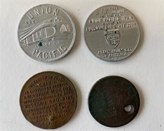 Lot 2340 Lot Vintage Tokens Coins  1840 Penny  Union Pacific  Keystone Development