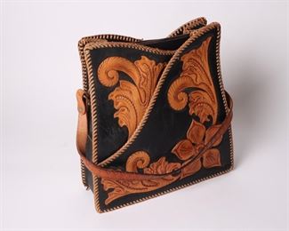 Lot 2342 Vintage Tooled Leather Handbag Purse