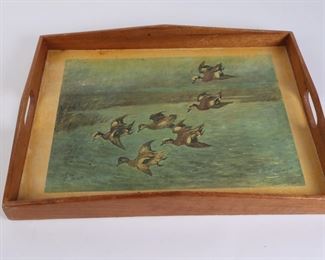Lot 2402 Vintage Wooden Tray  Ducks