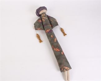 Lot 2433 Textile Art Doll with Fish  by Michigan Artist L. Chamberlain  Wall Hanging