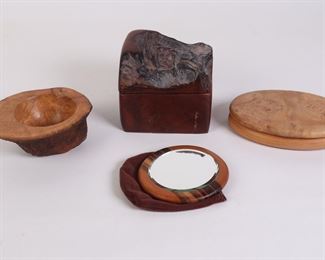 Lot 2437 Mixed Wood Decorative Item Lot  Trinket Boxes  Mirror