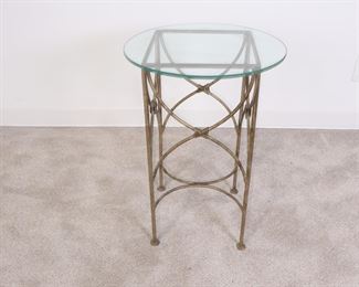 Lot 2468 Glass Top Metal Side Table