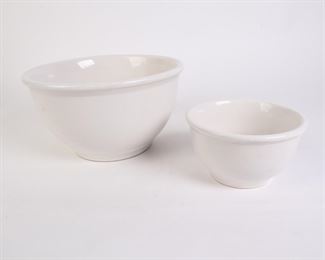 Lot 2801 Two White Stoneware Mixing Bowls