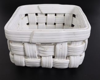 Lot 2843 Ceramic Woven Basket  White