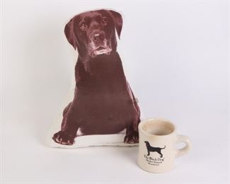 Lot 2847 Black Dog Marthas Vineyard Mug  Lab Accent Pillow