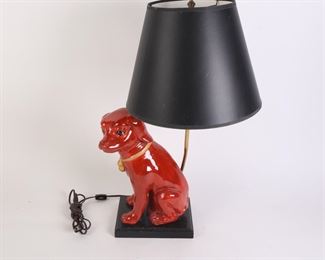 Lot 2861 Vintage Asian Red Dog Table Lamp