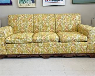 Lot 3001 Vintage Yellow Floral Upholstered Sofa Couch