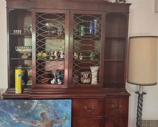 Antique wooden hutch $309.00
Painting100.00
Metal lamp heavy $75.