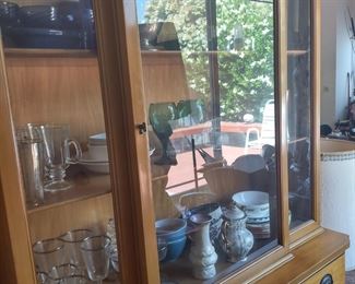 Oak hutch part of dining set of hutch