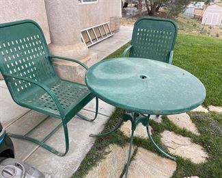 Green metal patio set 