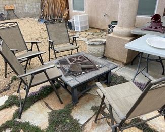 Chairs and fire pit 