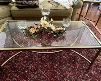 Coffee table gold with matching end tables 