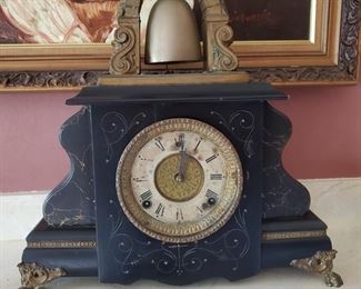 classic mantle clock with top bell, 19th century
