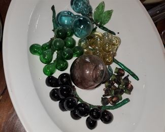 glass fruit, ironstone platters