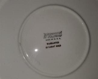22 carat gold trimmed plate Washington colonial made in USA