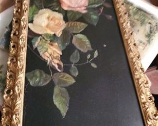 Rose paintings on slate