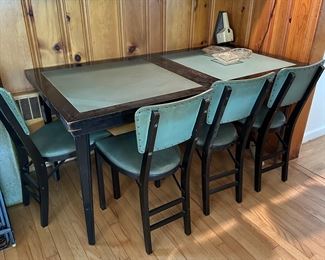 Vintage extending card table and 4 chairs