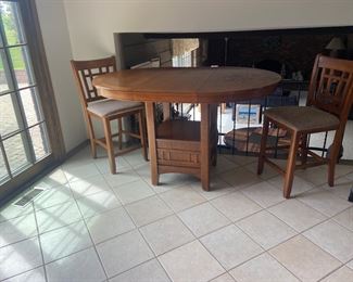 Kitchen table and four chairs with Leif hello hello yes