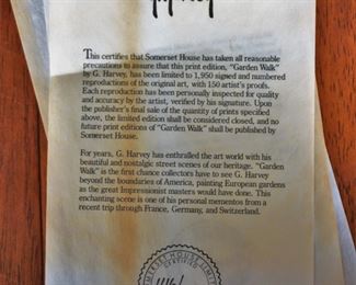 Signed and numbered G. Harvey print