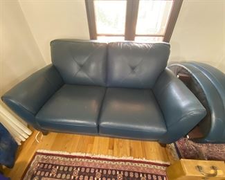 Blue leather love seat-1 $450 for set
