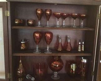 Cranberry Colored Etched Dishware