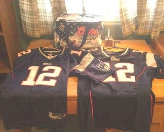 Lets go Pats Two Patriots Jerseys with NFL Ice Cooler