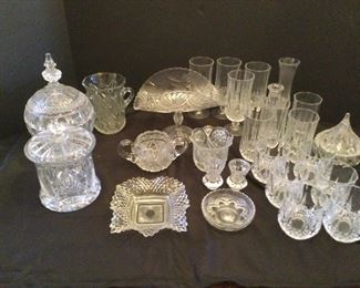 Lot I Beautiful Etched And Cut Glass Collectible Dishware