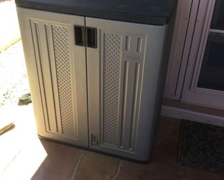 Outdoor Suncast Storage Cabinet With Contents