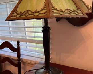 Green Slate Glass Lamp circa 1890