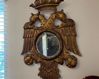 Antique French Wood Mirror Double Phoenix 