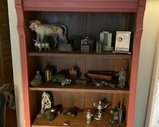 Collection of turn of the century Metal Banks and assorted Metal toys and Miniatures