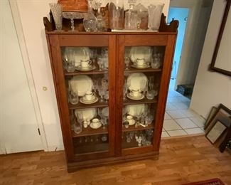 Oak Display Cabinet circa 1910  Noritake Dinner Ware Stanford Court 