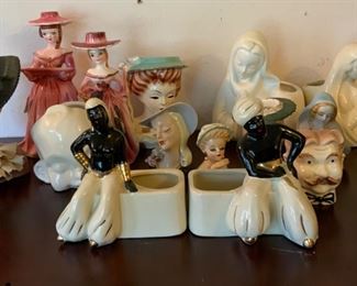 1950s and 1960s Head Vases and assorted pottery